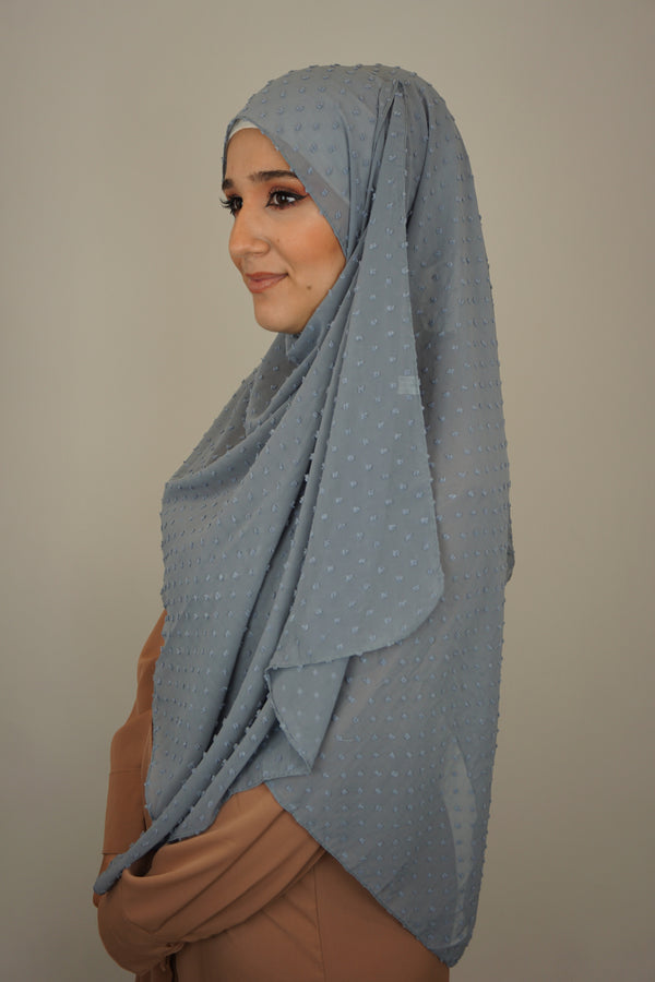 Premium Chiffon 3D Hijab Hellgrau