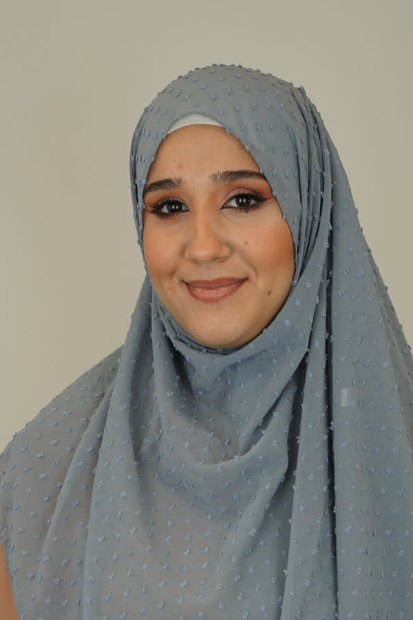 Premium Chiffon 3D Hijab Hellgrau
