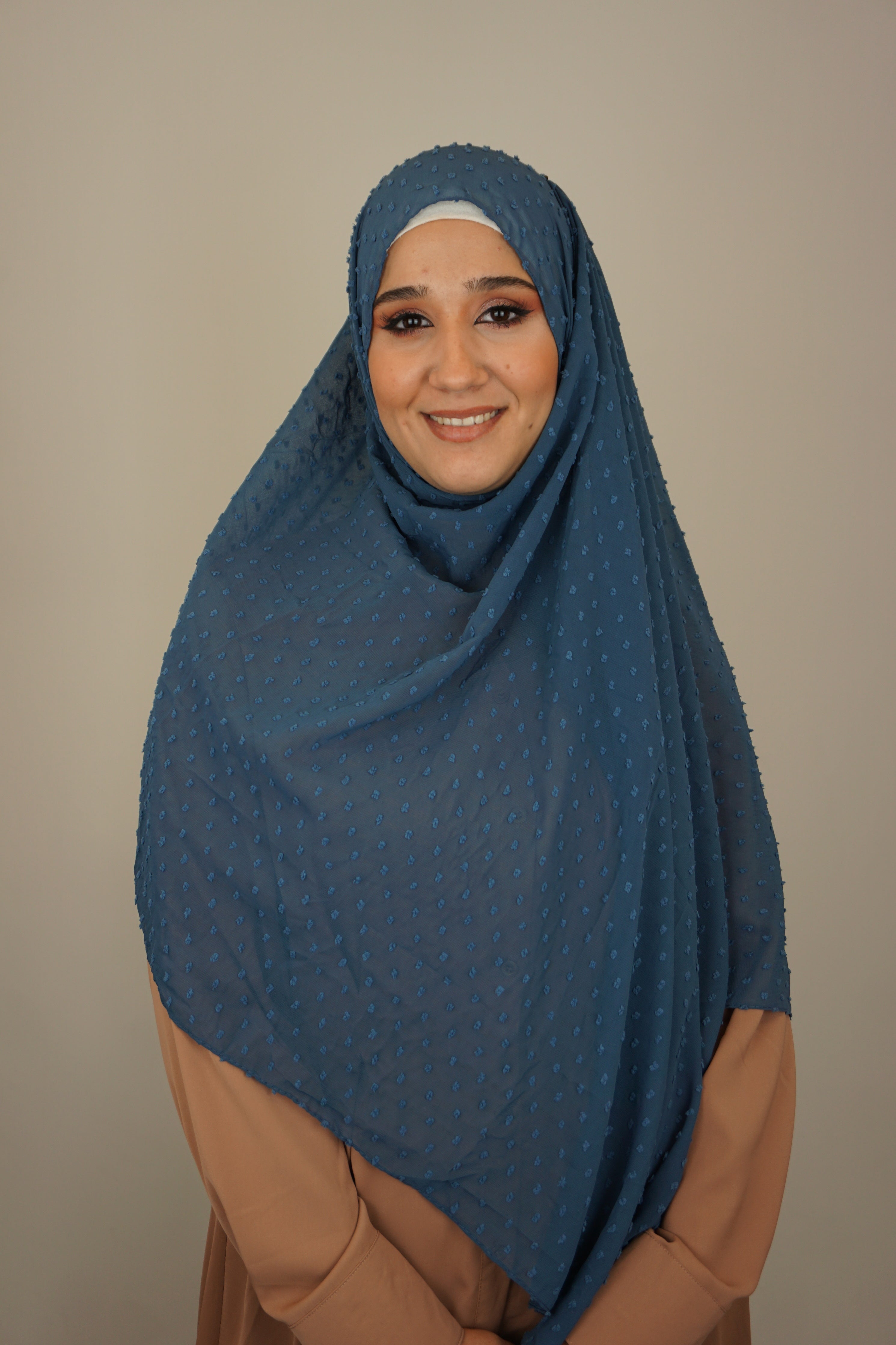 Premium Chiffon 3D Hijab Jeansblau