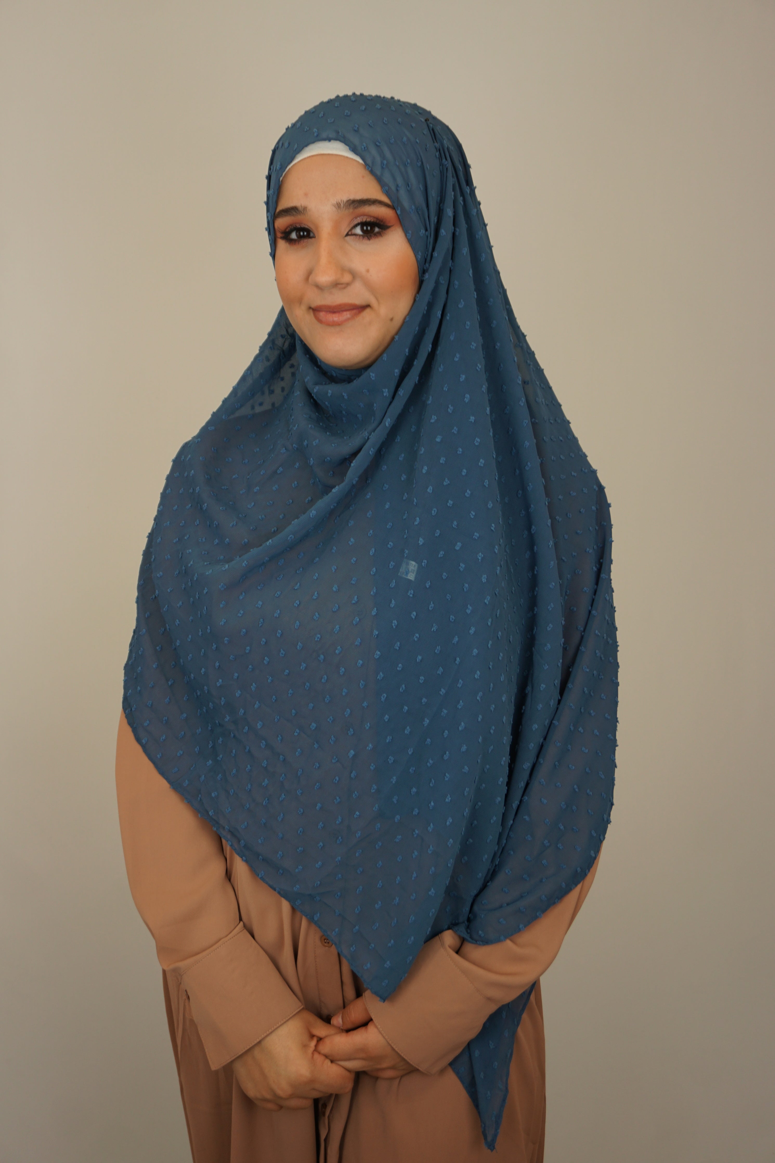 Premium Chiffon 3D Hijab Jeansblau
