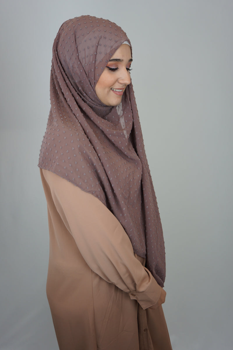 Premium Chiffon 3D Hijab Rostbraun