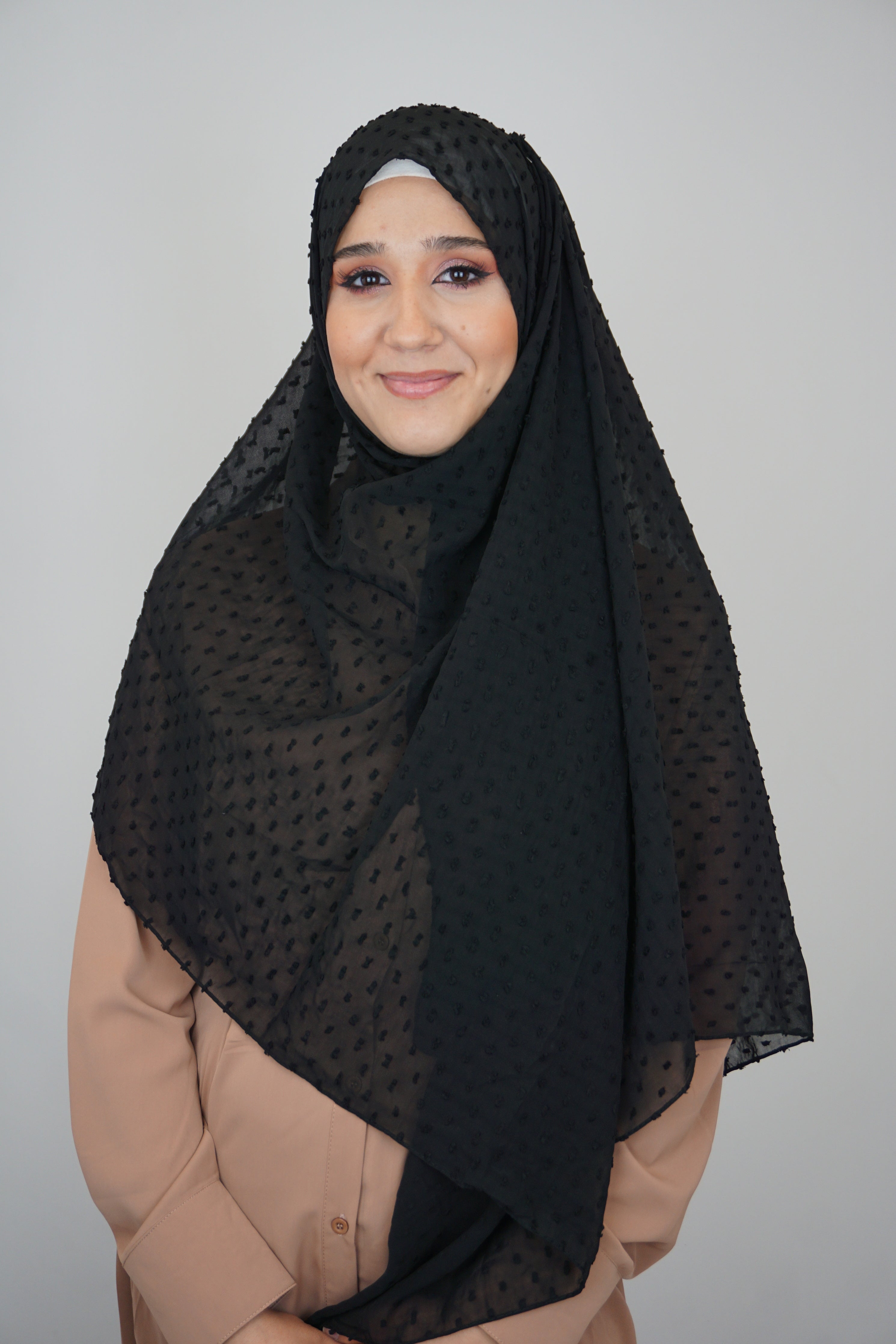 Premium Chiffon 3D Hijab Schwarz