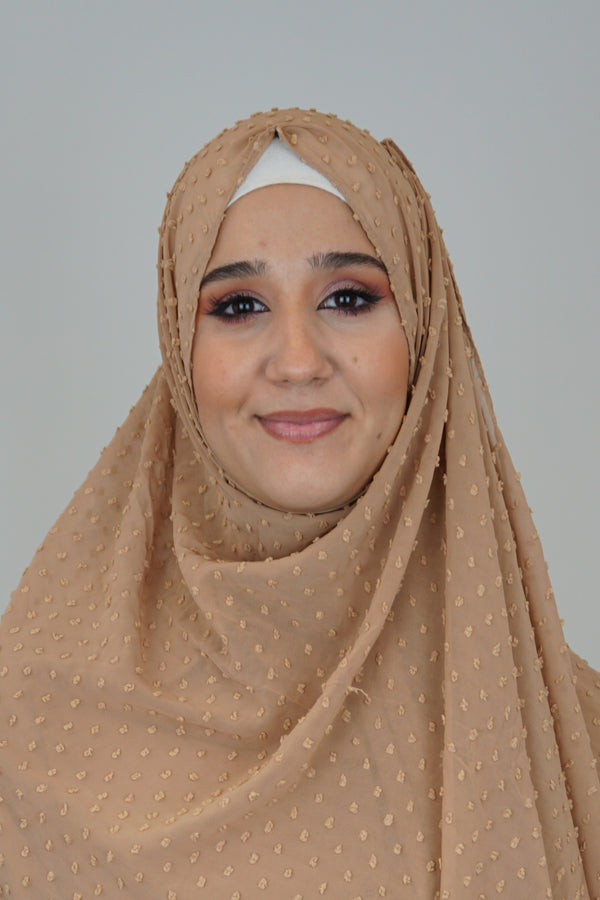 Premium Chiffon 3D Hijab Camel