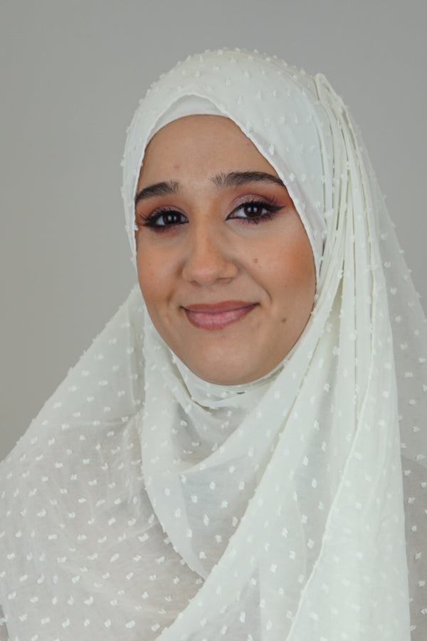 Premium Chiffon 3D Hijab Weiß