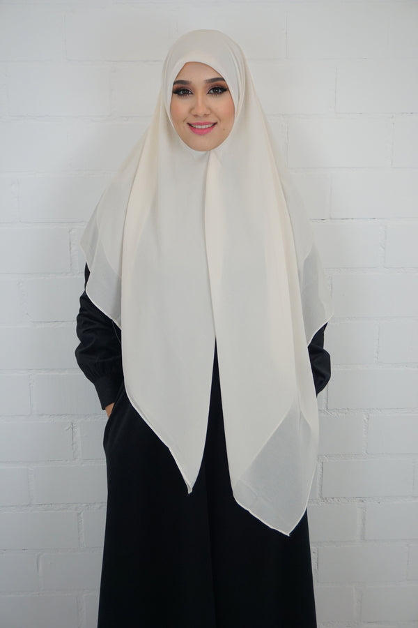 XL Chiffon Quadrat Hijab Creme