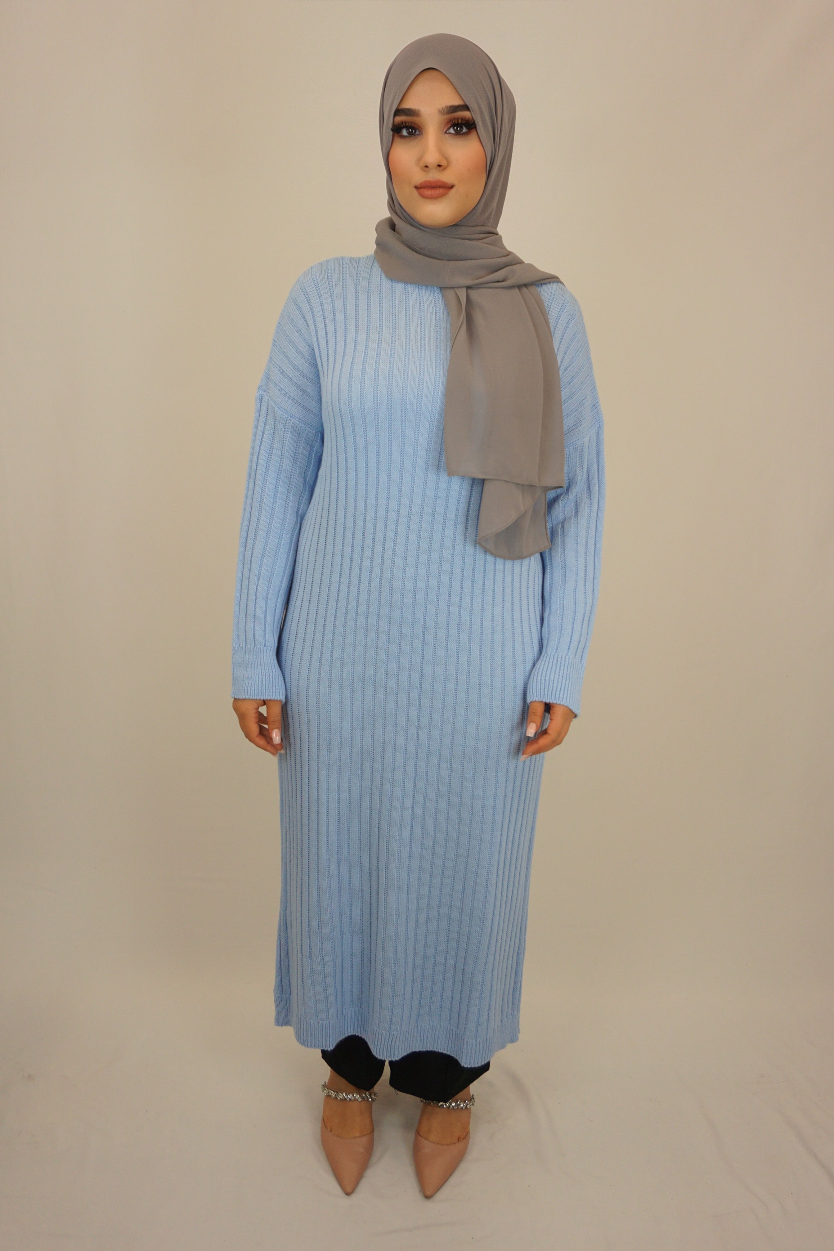 Strick-Kleid Sahara Himmelblau