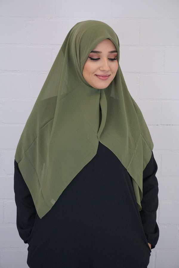 Chiffon Quadrat Hijab Olivgrün