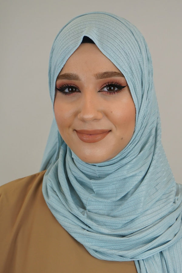 Premium Jersey Ripped Hijab Türkisblau