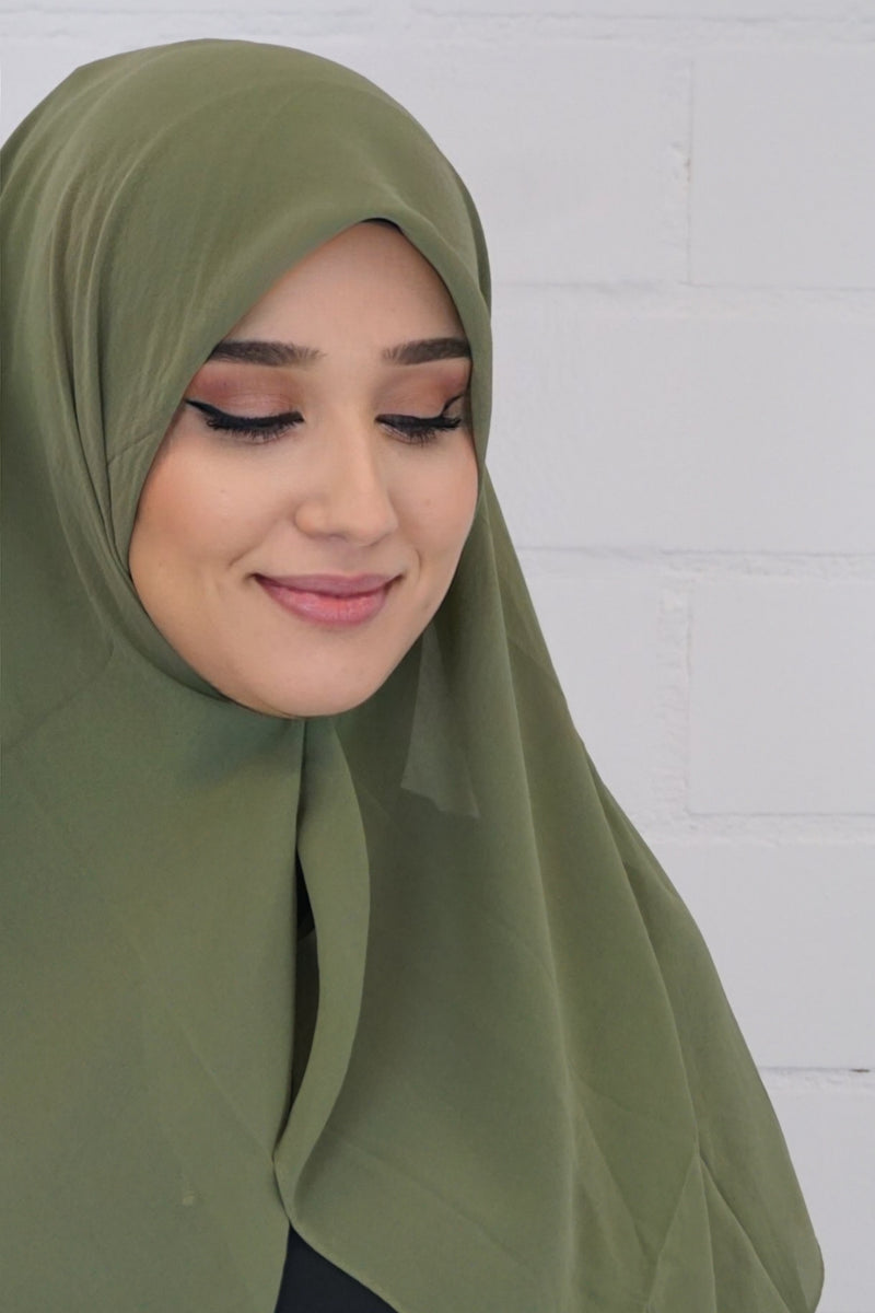Chiffon Quadrat Hijab Olivgrün