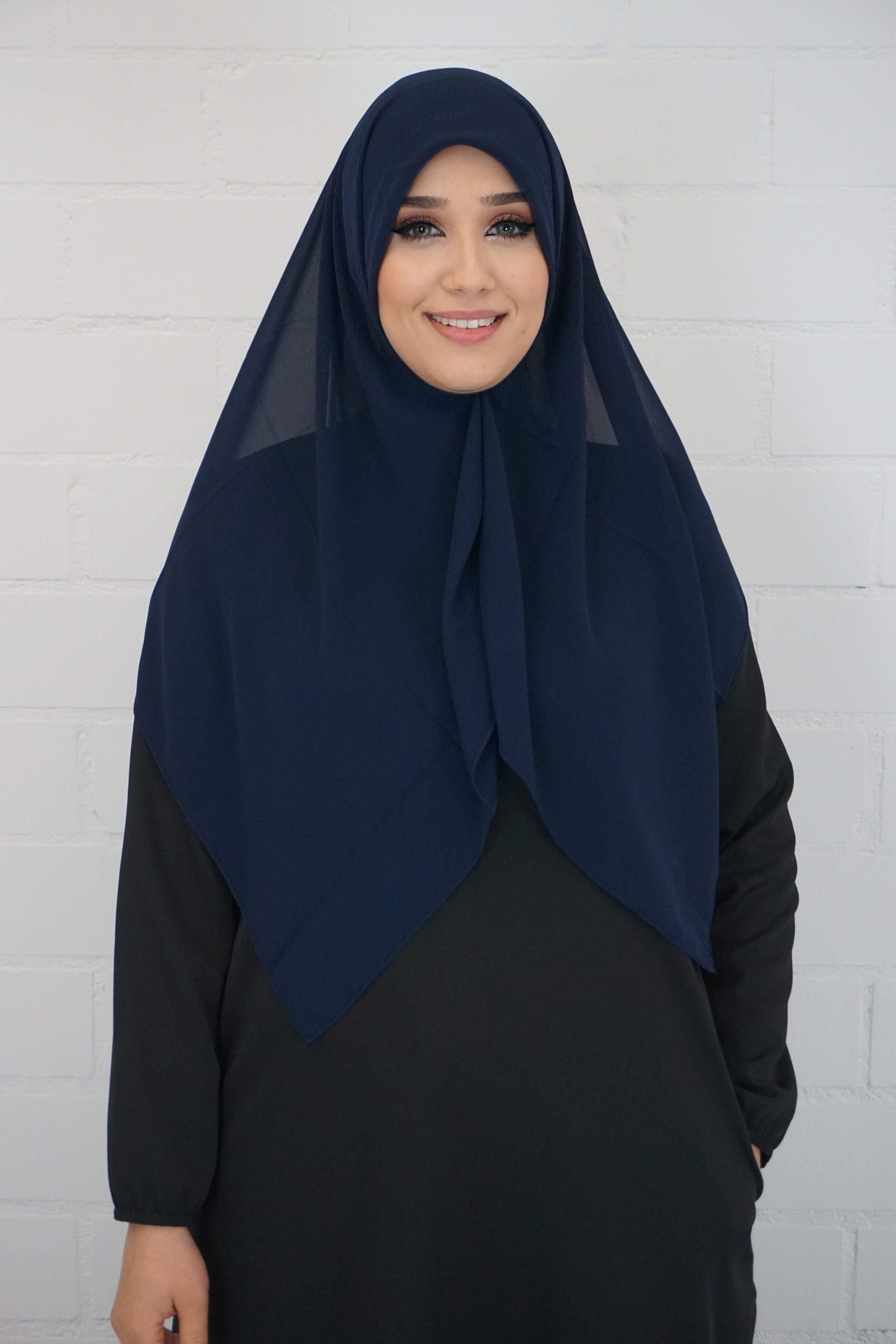 Chiffon Quadrat Hijab Dunkelblau