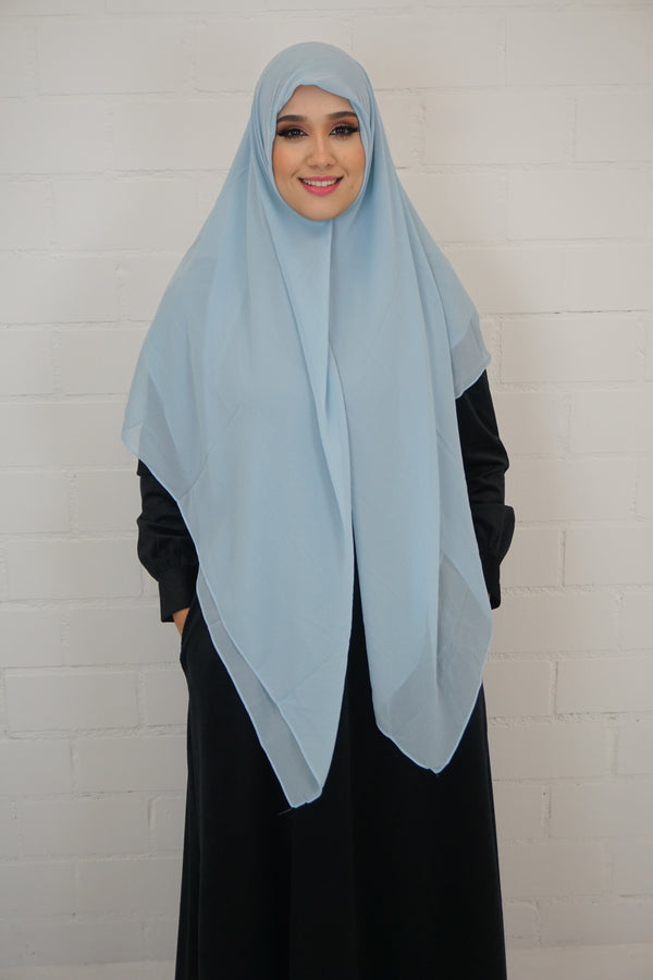 XL Chiffon Quadrat Hijab Himmelblau