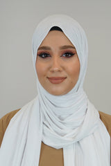 Premium Jersey Ripped Hijab Wandweiß