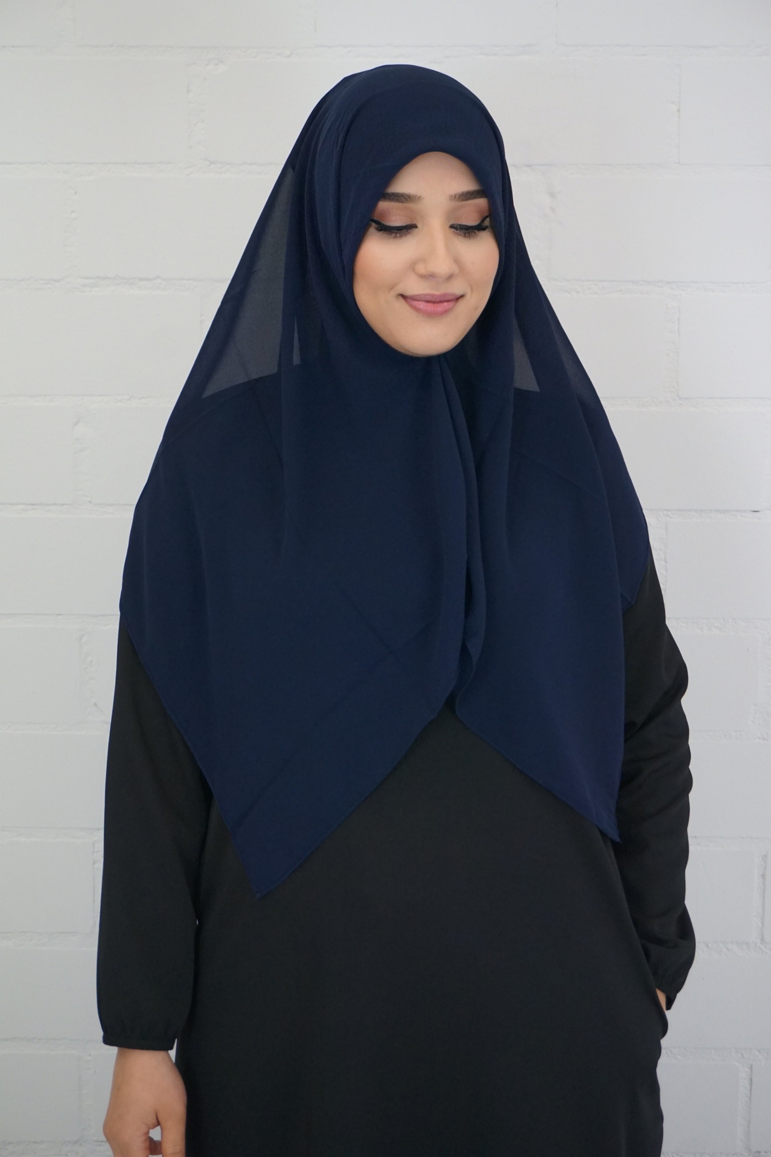 Chiffon Quadrat Hijab Dunkelblau