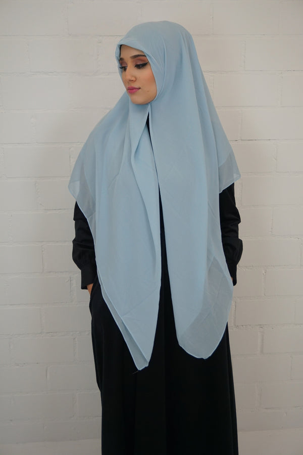 XL Chiffon Quadrat Hijab Himmelblau
