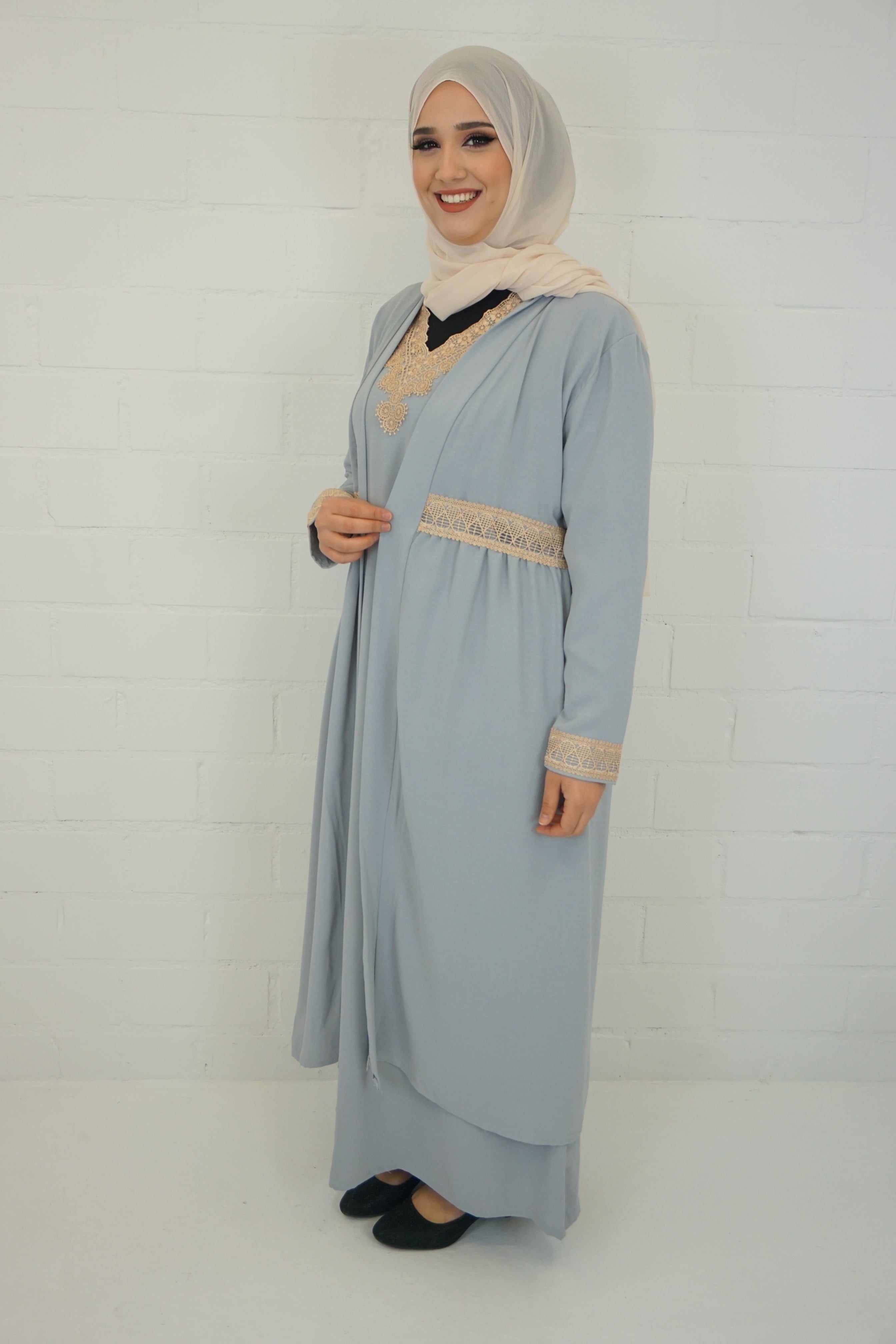 Abaya Anika Hellgrau