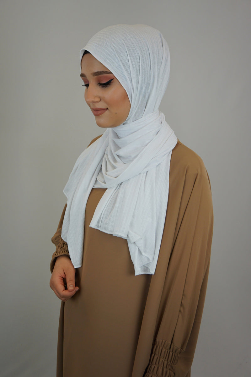 Premium Jersey Ripped Hijab Wandweiß
