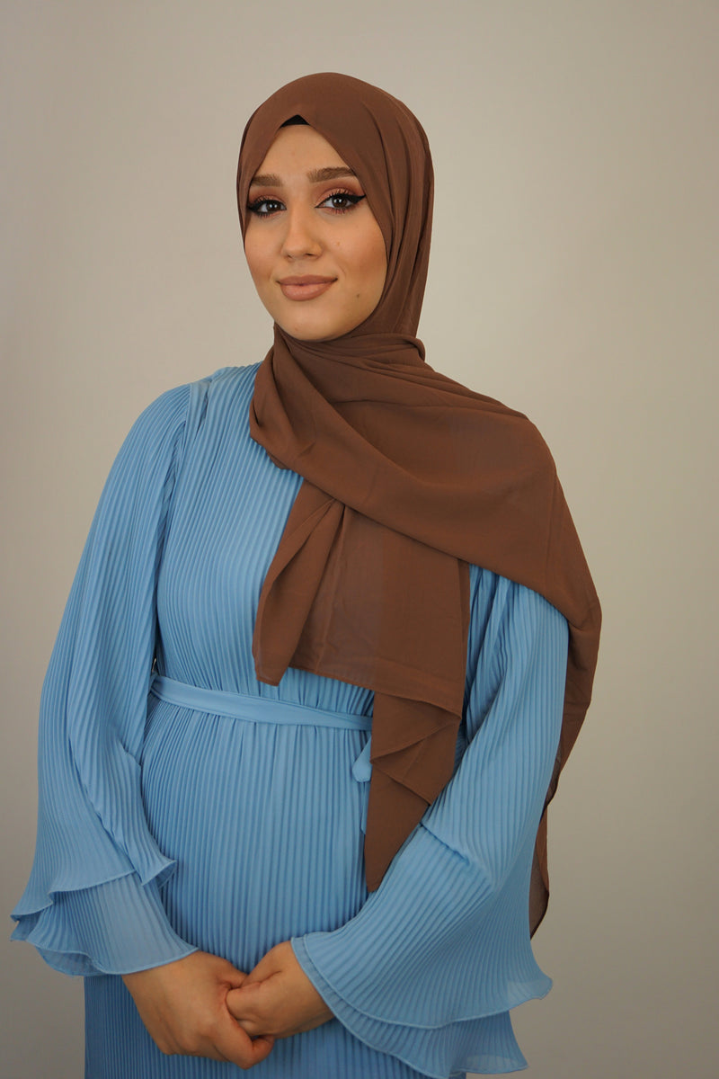 Chiffon XL Hijab Hellbraun
