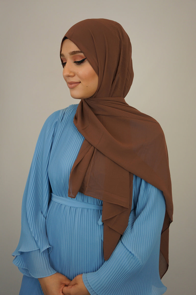 Chiffon XL Hijab Hellbraun