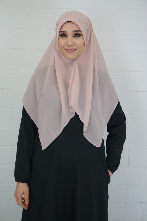 Chiffon Quadrat Hijab Weißrosa