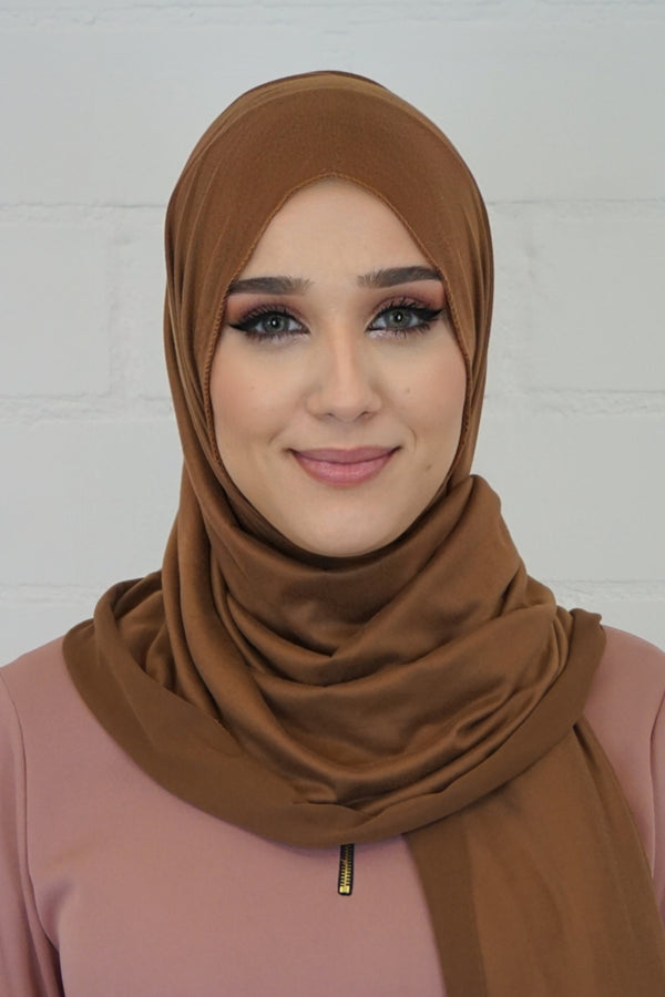 Jersey Hijab Fiza Hellbraun