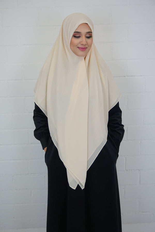 XL Chiffon Quadrat Hijab Elfenbein