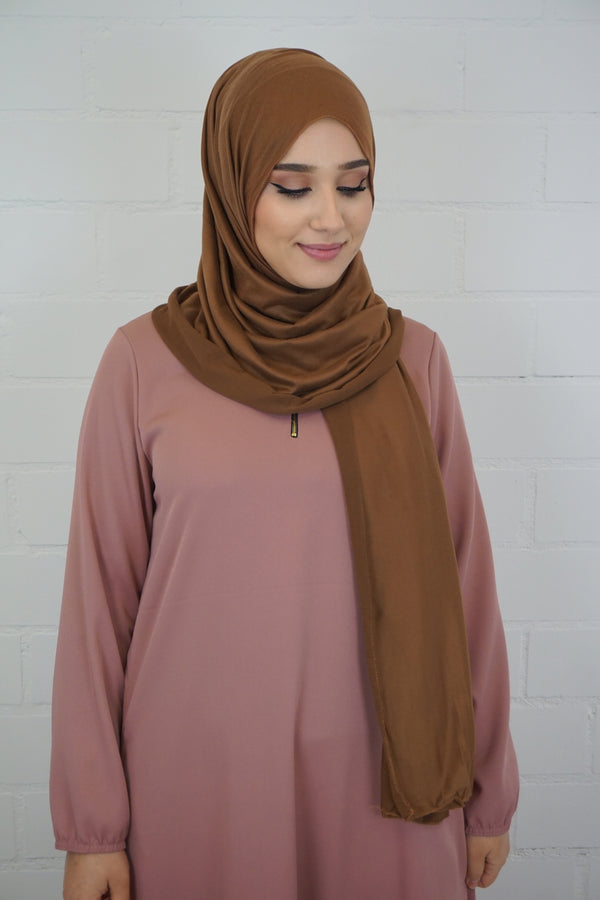 Jersey Hijab Fiza Hellbraun