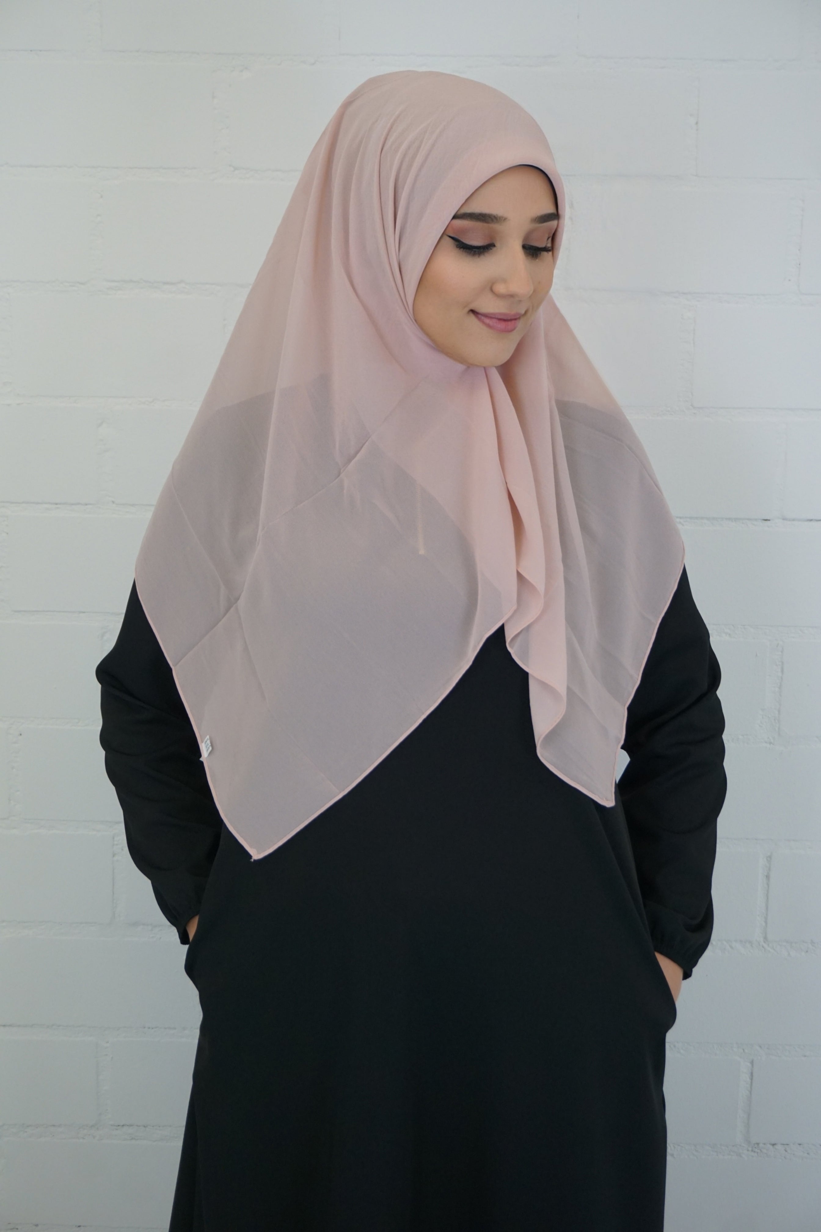 Chiffon Quadrat Hijab Weißrosa