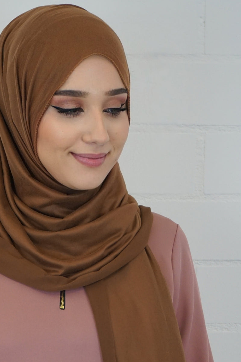Jersey Hijab Fiza Hellbraun