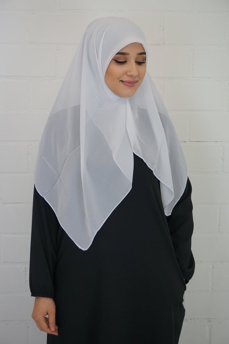 Chiffon Quadrat Hijab Weiß