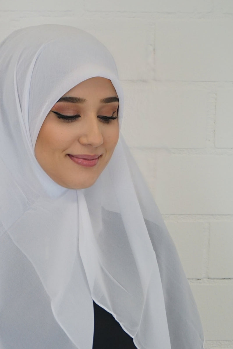 Chiffon Quadrat Hijab Weiß