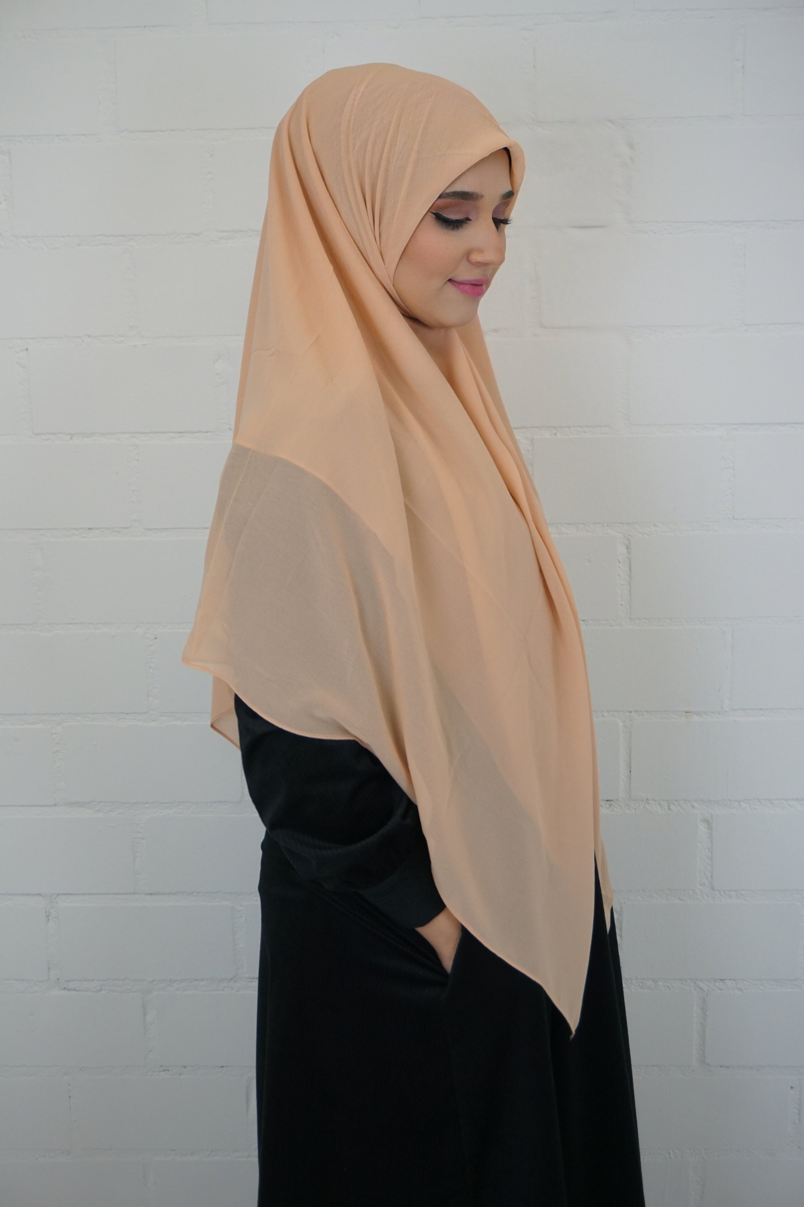 XL Chiffon Quadrat Hijab Karamell