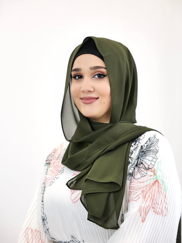 Chiffon XL Hijab Moosgrün