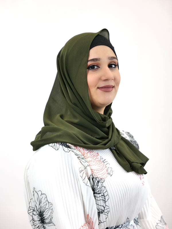 Chiffon XL Hijab Moosgrün