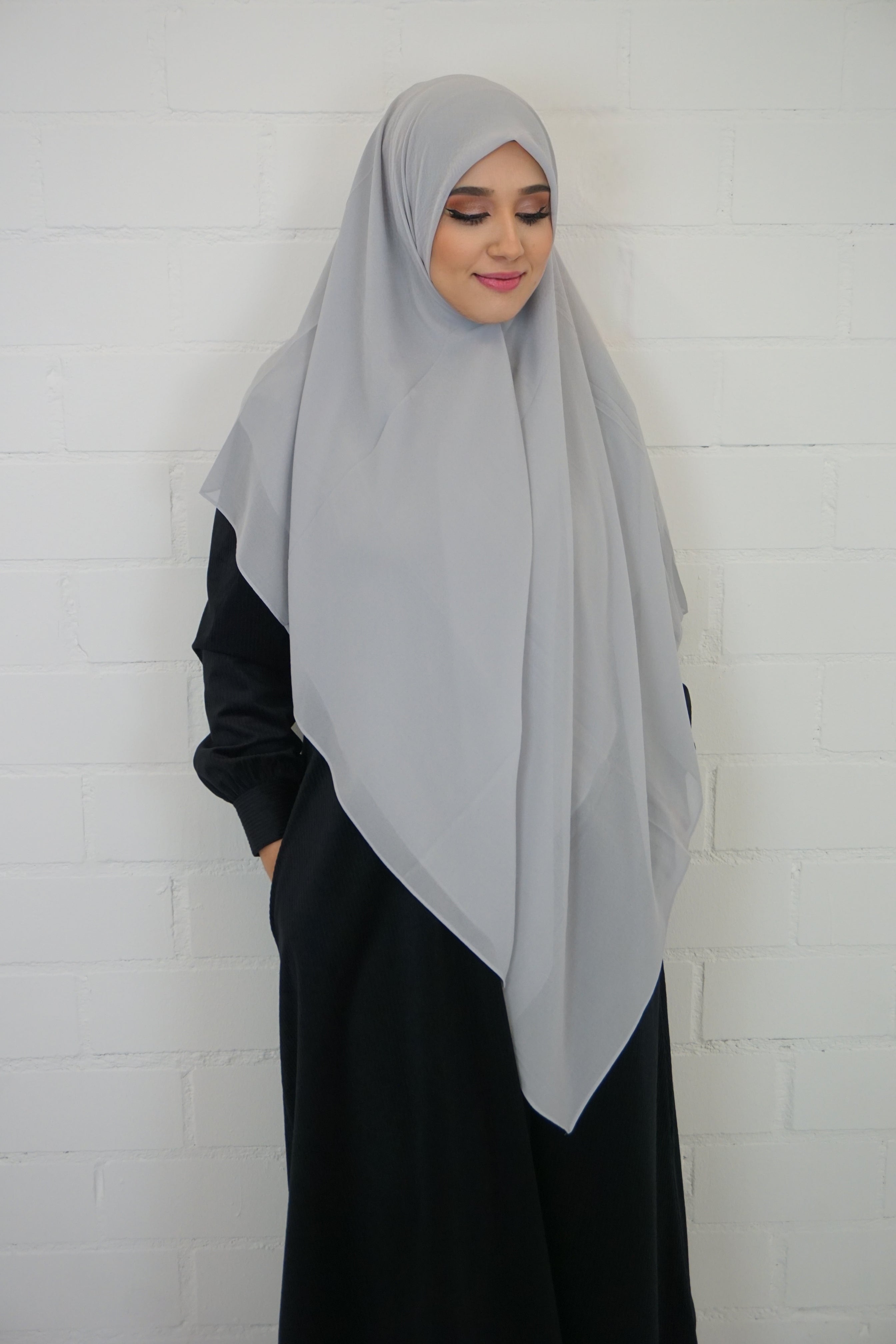 XL Chiffon Quadrat Hijab Hellgrau