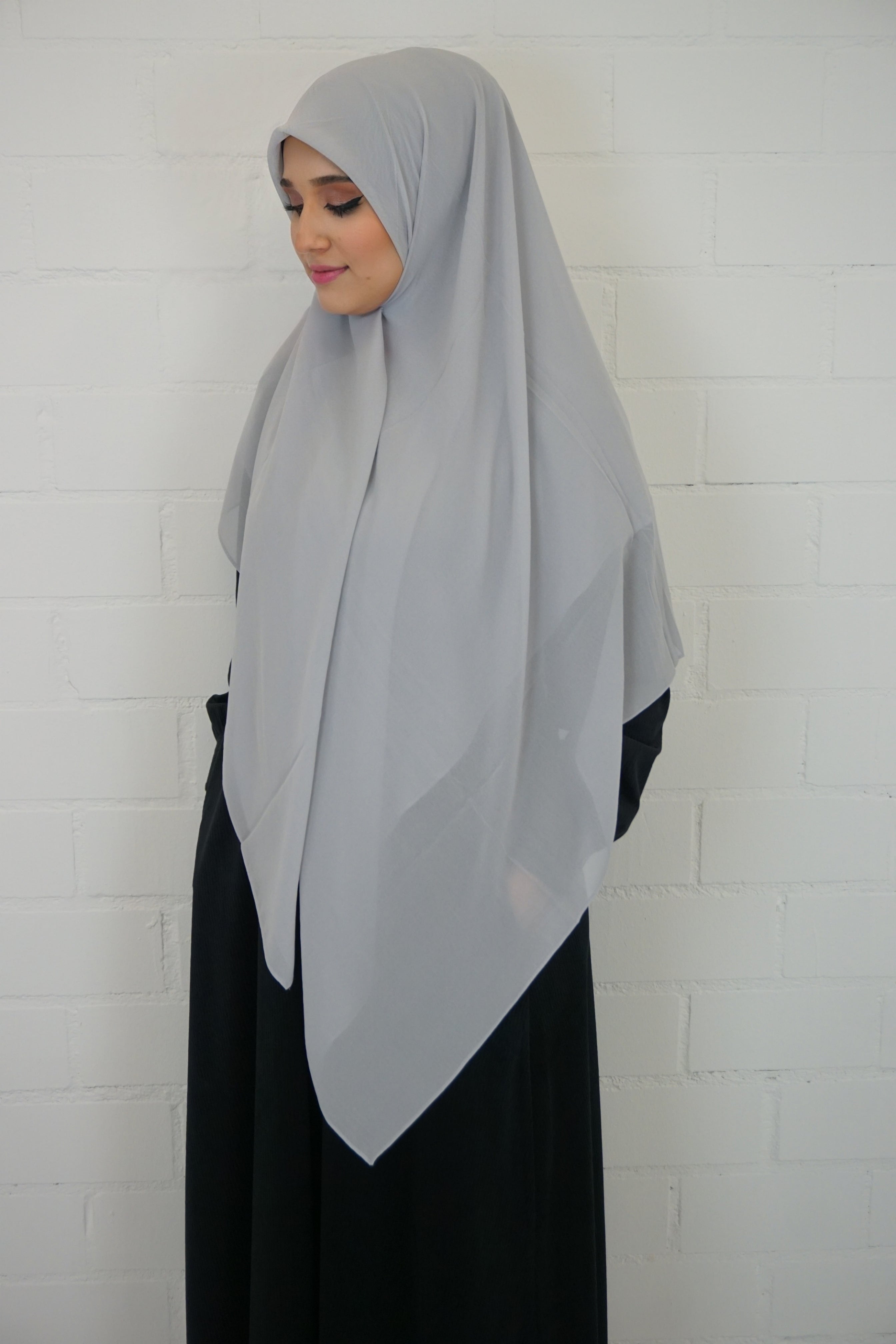 XL Chiffon Quadrat Hijab Hellgrau